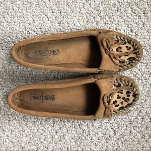 Minnetonka Leopard Suede Loafer Moccasin